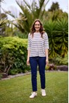 CAMEO LINEN TOP - navy taupe